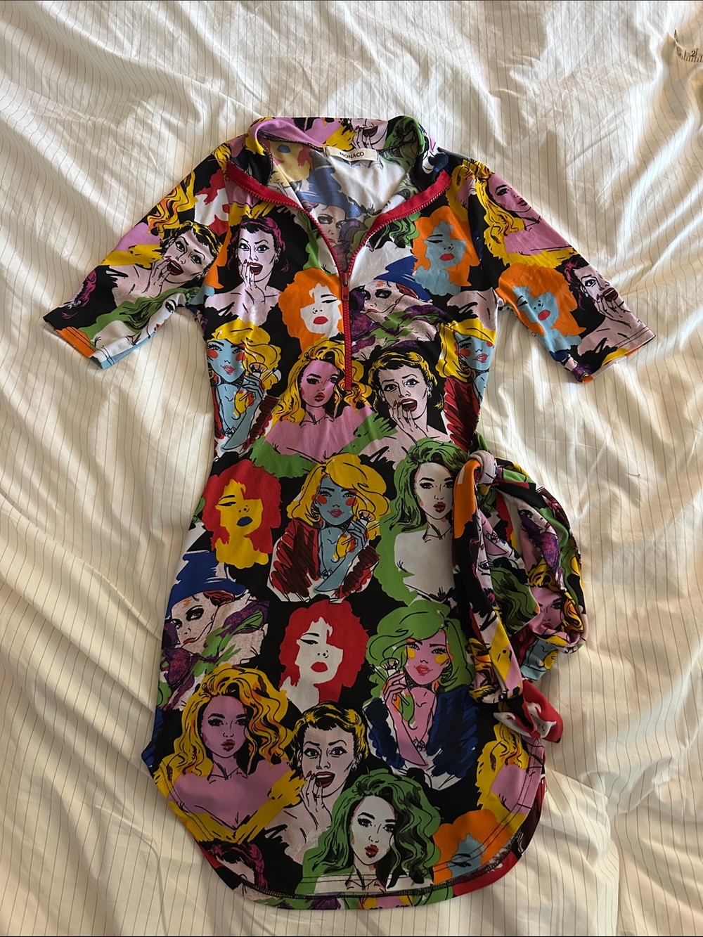 Monaco Multicolor Pop Art Face Print Zip Jacket